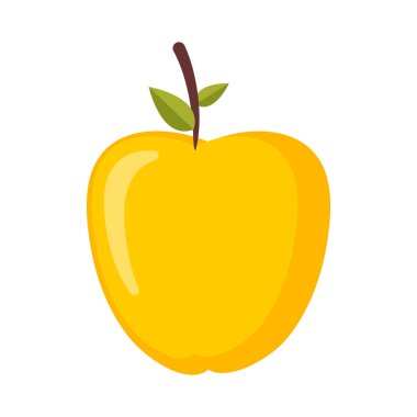 Altın elma izole. Sarı olgun taze sulu meyve