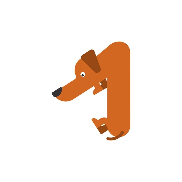 Chien figure 1. Fonte Dachshund one. Accueil animal symbole ABC. Anim maison — Image vectorielle