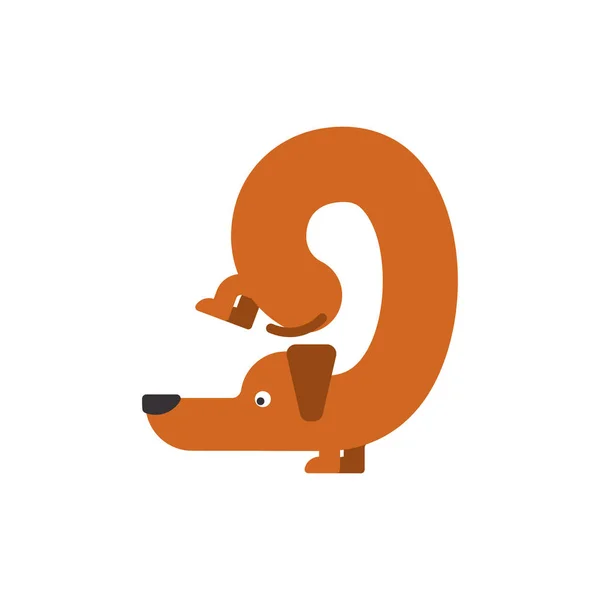 Chien figure 9. Fonte Dachshund neuf. Accueil animal symbole ABC. Accueil ani — Image vectorielle