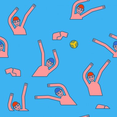 Su topu seamless modeli. Sporcular su top oynamak. Spor