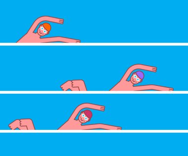 Yüzücü havuzu rekabet. Atlet su turnuvada yüzüyor