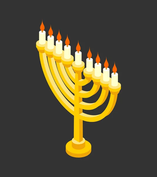 Yedi Kollu Şamdan isometry Yahudi tatil için. Geleneksel dini cande — Stok Vektör