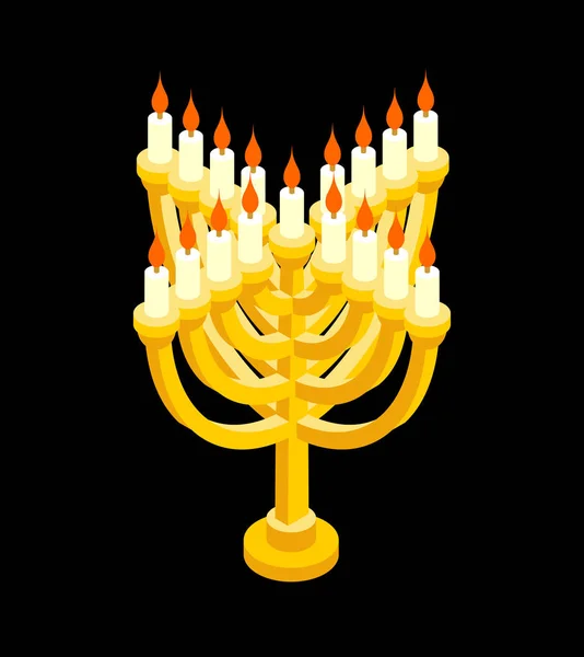 Το Menorah isometry εβραϊκή διακοπές. Παραδοσιακά θρησκευτικά cande — Διανυσματικό Αρχείο