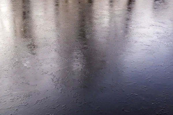 Lago Recién Congelado Con Hielo Plano Fondo Estacional —  Fotos de Stock