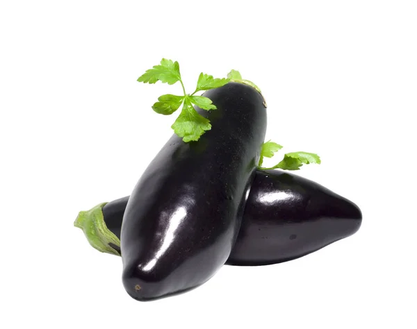 Purple Eggplants Isolated White Background Vegetable Object — Stock Photo, Image