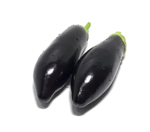 Aubergines Pourpres Isolées Sur Fond Blanc Légume Objet — Photo