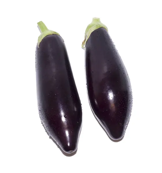 Aubergines Pourpres Isolées Sur Fond Blanc Légume Objet — Photo