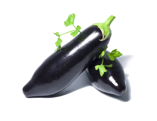 Purple Eggplants Isolated White Background Vegetable Object — Stock Photo, Image