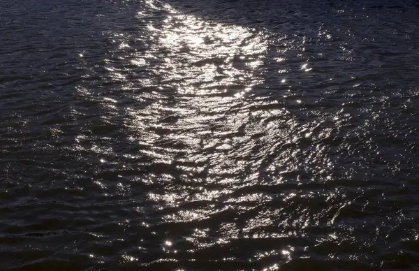 Reflets Soleil Soir Sur Eau Ondulée Dans Rivière Fond Texture — Photo