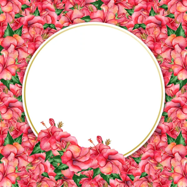 Akvarell festett virágos banner trópusi stílusban, elszigetelt fehér background. Használhatja, mint a háttér, esküvői meghívó, plakát, kivéve a dátum vagy az üdvözlés. — Stock Fotó