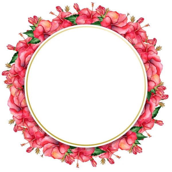 Banner floral acuarela pintado a mano en estilo tropical, aislado sobre fondo blanco. Puede utilizar como fondo, invitación de boda, carteles, guardar la fecha o el diseño del saludo . —  Fotos de Stock