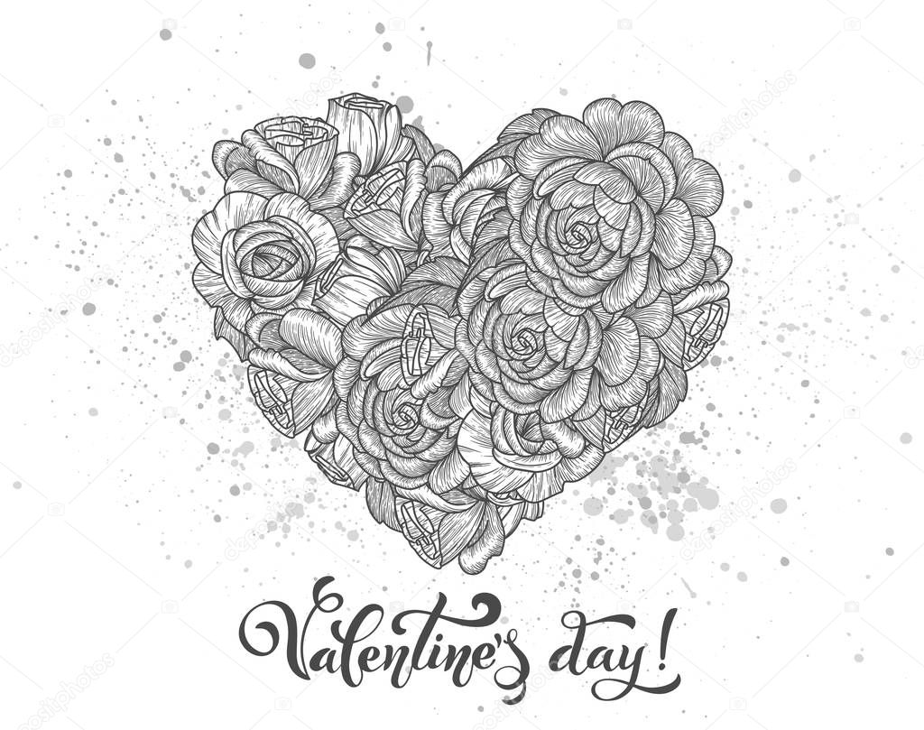 Pagina da colorare di cuori e palloncini, image size:1024x809