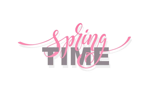 Time Spring inscription. Modern brush calligraphy. Hand drawn design elements. Logos and emblems. prints and posters. Vector illustration. — Stock Vector