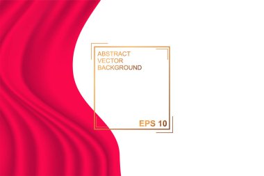 Kırmızı arka plan. Bir kumaş veya sıvı dalganın soyut çizimi. Tasarım için arka plan. Vektör lüks ipek ve dalga dokusu.