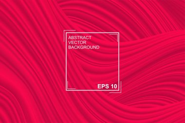 Kırmızı arka plan. Bir kumaş veya sıvı dalganın soyut çizimi. Tasarım için arka plan. Vektör lüks ipek ve dalga dokusu.