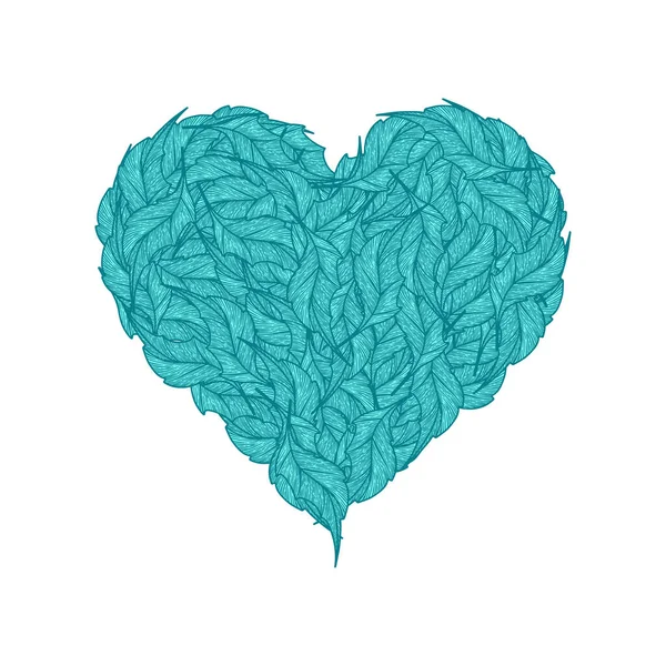 Сердце из листьев, эмблемы природы или любви. Логотип вектора — стоковый вектор