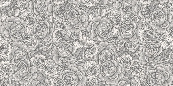 Seamless Pattern Roses Romantic Background Texture Fabric — Stock Vector