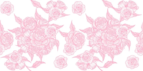 无缝隙的玫瑰图案 浪漫的背景织物的质地 — 图库矢量图片