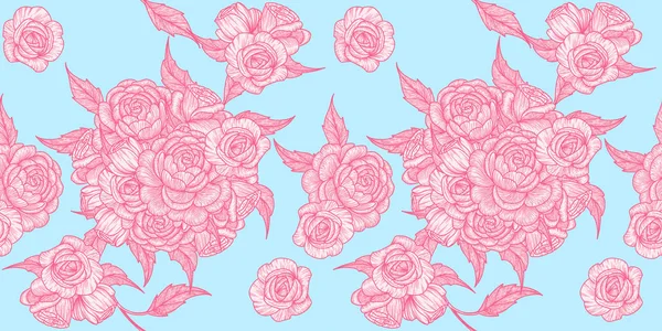 Nahtloses Muster Mit Rosen Romantischer Hintergrund Textur Für Den Stoff — Stockvektor