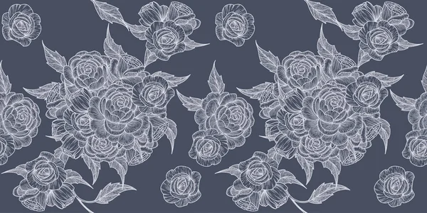 Seamless Pattern Roses Romantic Background Texture Fabric — Stock Vector