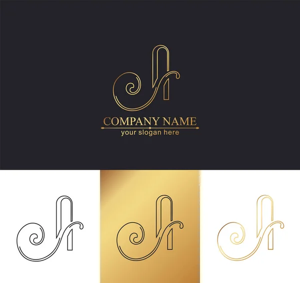 Letter Monogram Elegant Luxury Logo Calligraphic Style Corporate Identity Personal — Stock Vector