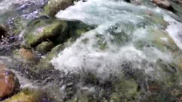 Agua Montaña Río Furioso Hermoso Fondo Natural Piedras Agua — Vídeo de stock