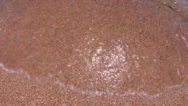 Struttura Dell Acqua Trasparente Blu Linea Onda Costiera Sabbia Pulita — Video Stock