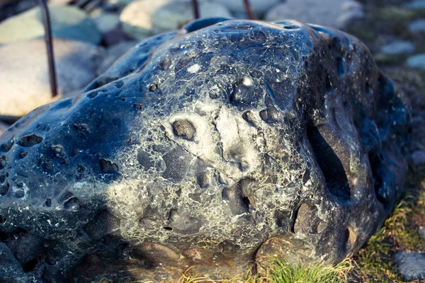 Textura Piedra Volcánica Negra Fondo Natural — Foto de Stock