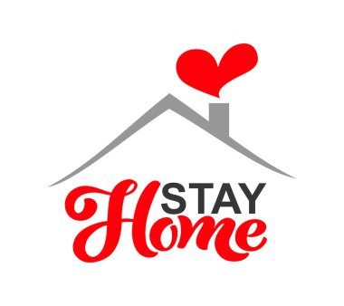 Evde kal. El çizimi harfler. Vektör motivasyon sloganı.