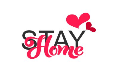 Evde kal. El çizimi harfler. Vektör motivasyon sloganı.