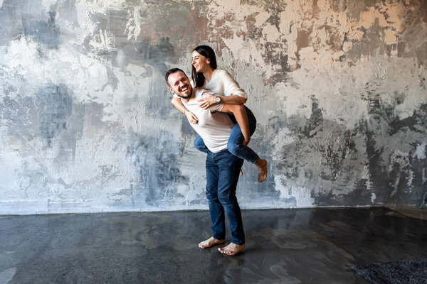 Love story in loft style studio