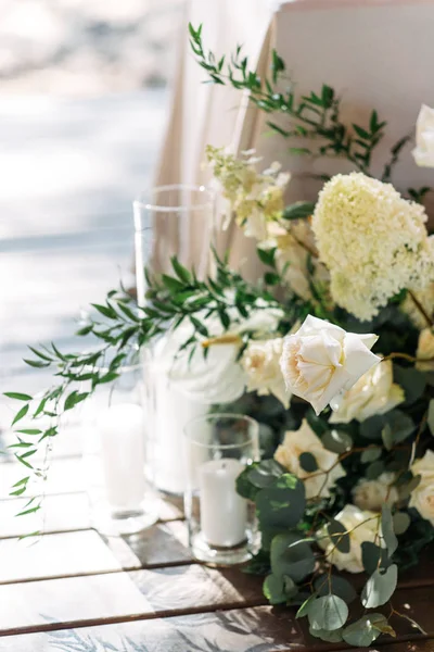 Outdoor festive banquet with flower decor