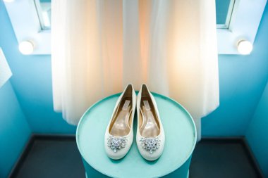Wedding ballet flats shoes of the bride