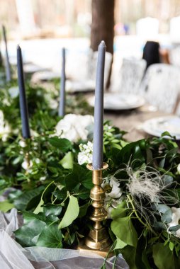 Festive banquet decorated with green branches