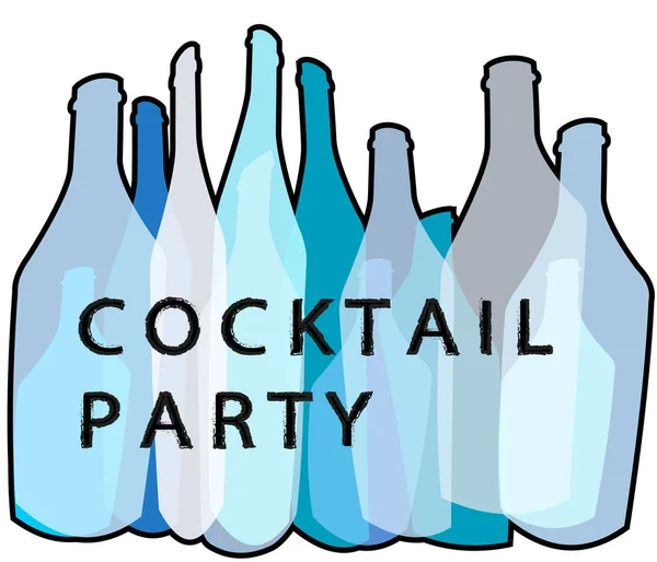 Cartel azul fiesta de cóctel — Vector de stock