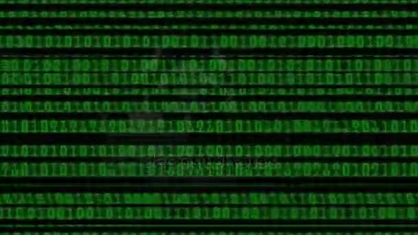 Muur Van Groene Binaire Code Computer Data Error Abstract Vhs — Stockvideo