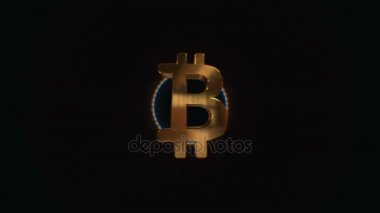 Animasyon bitcoin.Compass artı. BTC sanal Currency.Cryptocurrency sembolü Bitcoin.Background görsel veya hareket olarak. Alfa mat. 4k