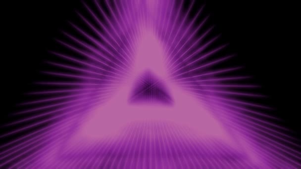 Animation d'un triangle violet néon lumineux . — Video