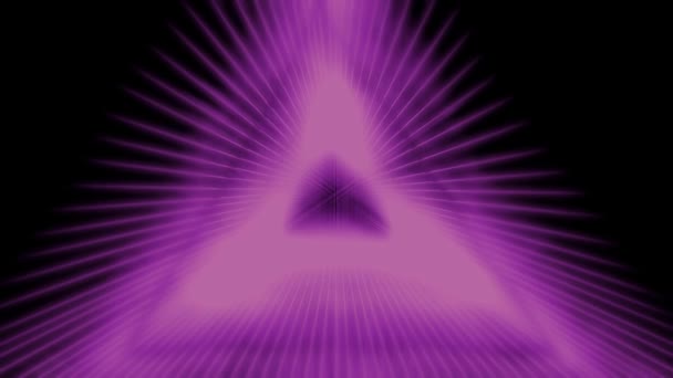 Animáció egy izzó neon lila háromszög.