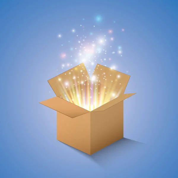 Mavi arka planda sihirli hediye kutuları, kar ve buz sarkıtları, Noel ve yeni yıl için sihir, doğum günü, çizimler, hediye, kartpostal, tebrik, vektör grafikleri. Vektör