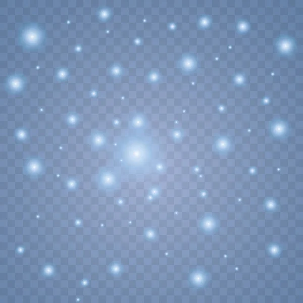 Ilustración abstracta de onda de brillo azul vectorial. Huella de polvo de estrella azul partículas brillantes aisladas sobre fondo transparente. Concepto mágico — Vector de stock