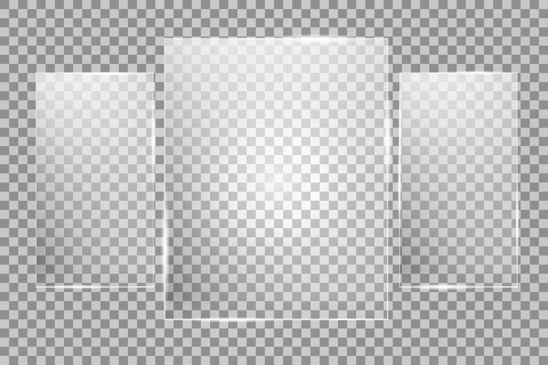 Glass plates are installed. Vector glass banners on a transparent background. Glass. Glass paintings. Color frames.