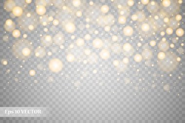 Soyut Lens Fişekleri Koleksiyonu. Parlayan yıldızlar. Şeffaf Arkaplanda Işıklar ve Parıltılar. Parlak sınırlar. Vektör İllüstrasyonu.