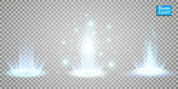 Set von Vektor White Glitter Wave abstrakte Illustration. Weißer Sternenstaub spurtet funkelnde Partikel auf transparentem Hintergrund. Magisches Konzept — Stockvektor