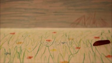 Kırmızı tırtıl boyalı bir yatay tarama