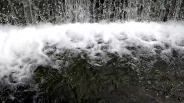 Wide waterfall with foam, slow-motion — Stock Video