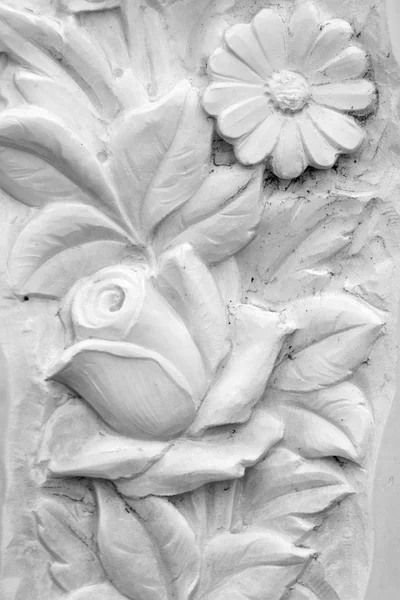 Black and white floral pattern relief — Stock Photo, Image