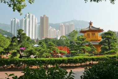 Honkg Kong/köşk arka Nan Lian Bahçe ve Hong Kong City mutlak mükemmellik