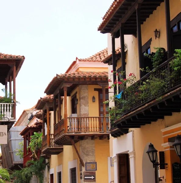 Házak Homlokzatok Cartagena Indias — Stock Fotó