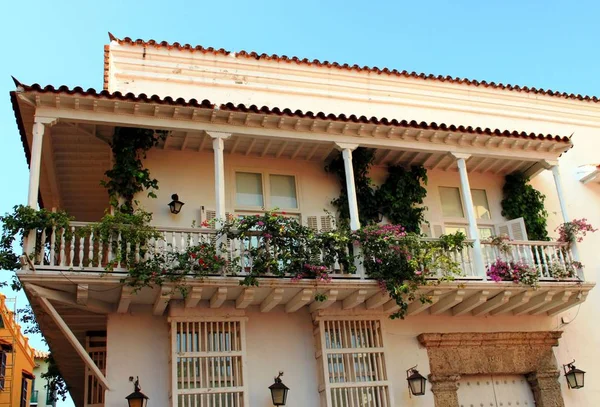 Domy Fasady Cartagena Indias — Zdjęcie stockowe